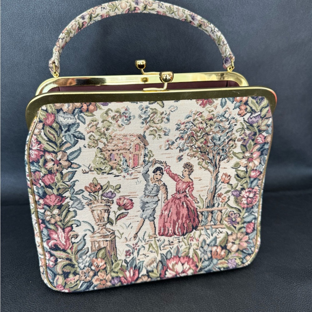 Tapestry Handbag, JR Miami, Dusty Rose and Green, Dancing in the Garden